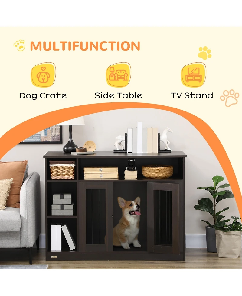 Streamdale Furniture Dog Crate Furniture with Adjustable Shelf, Dog Crate End Table, Indoor Pet Crate for Medium and Large Dogs, with Large Flat Surfa