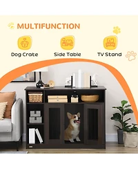 Streamdale Furniture Dog Crate Furniture with Adjustable Shelf, Dog Crate End Table, Indoor Pet Crate for Medium and Large Dogs, with Large Flat Surfa