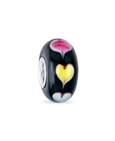 Bling Jewelry Murano Glass Charm Bead Heart Love Pink Red White for European Bracelet
