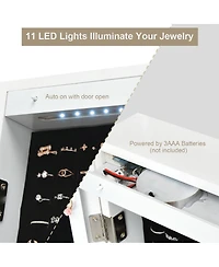 Sugift Wall And Door Mirrored Jewelry Cabinet With Led Light