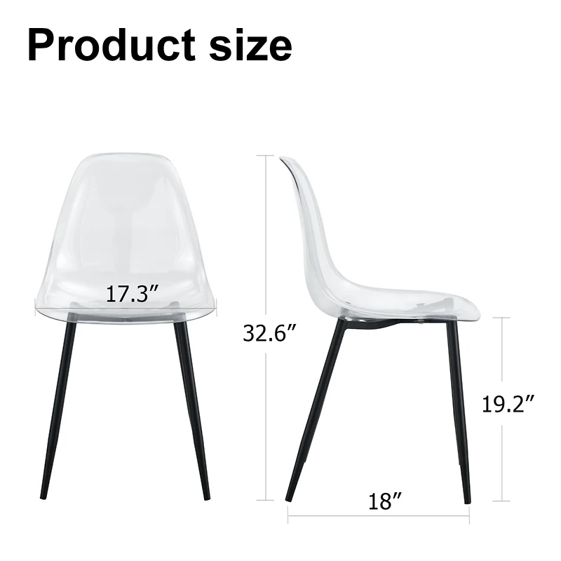 Streamdale Furniture Modern minimalist transparent dining chair, plastic chair, armless crystal chair, Nordic creative makeup stool, negotiation chair