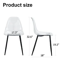 Streamdale Furniture Modern minimalist transparent dining chair, plastic chair, armless crystal chair, Nordic creative makeup stool, negotiation chair