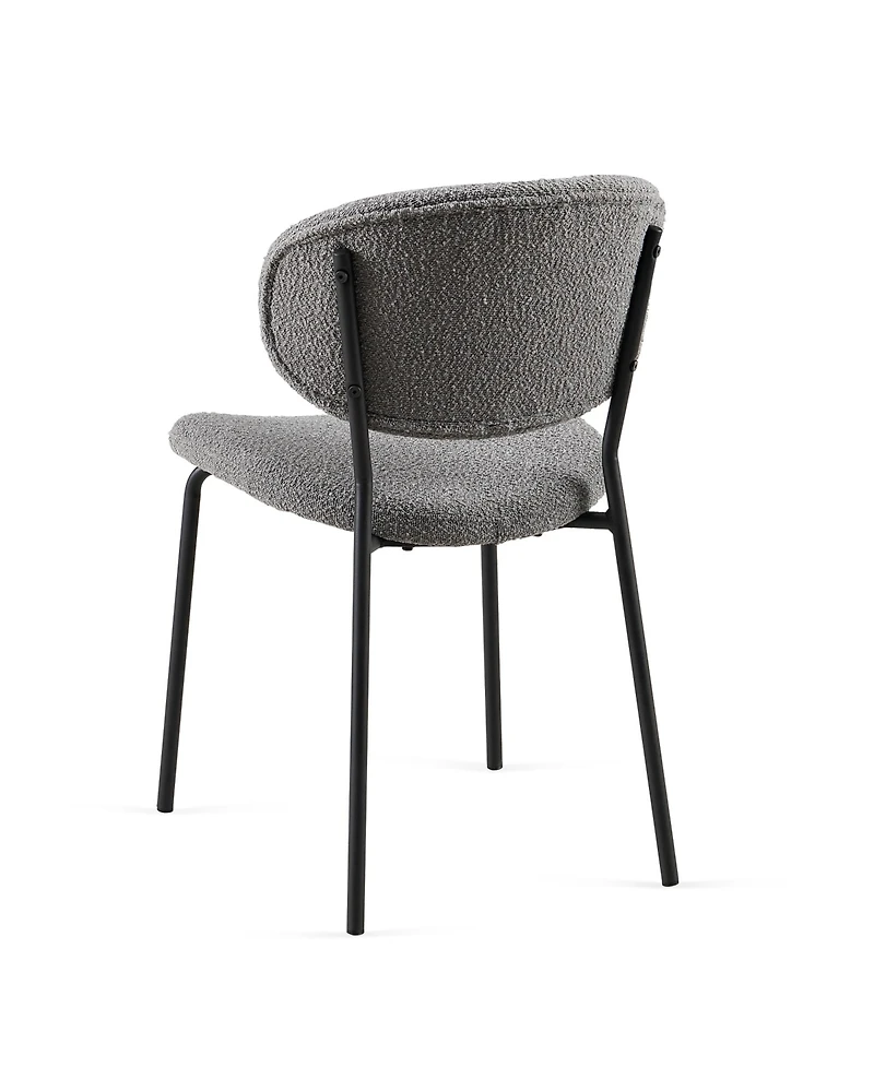 Streamdale Furniture Grey Boucle Fabric Dining Chairs Set of 2,Dining Chairs with Metal Legs for Dining Room, Kitchen, Living Room