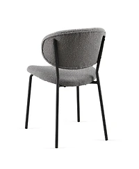 Streamdale Furniture Grey Boucle Fabric Dining Chairs Set of 2,Dining Chairs with Metal Legs for Dining Room, Kitchen, Living Room