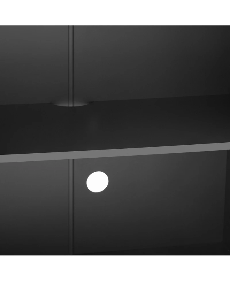 Streamdale Furniture 4 Wavy Doors Ample Storage Space Sideboard with Adjustable Shelves and Retro Copper Handles for Dining Room and Living Room (Blac