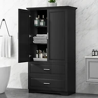 Streamdale Modern Black Bathroom Cabinet with Adjustable Shelf