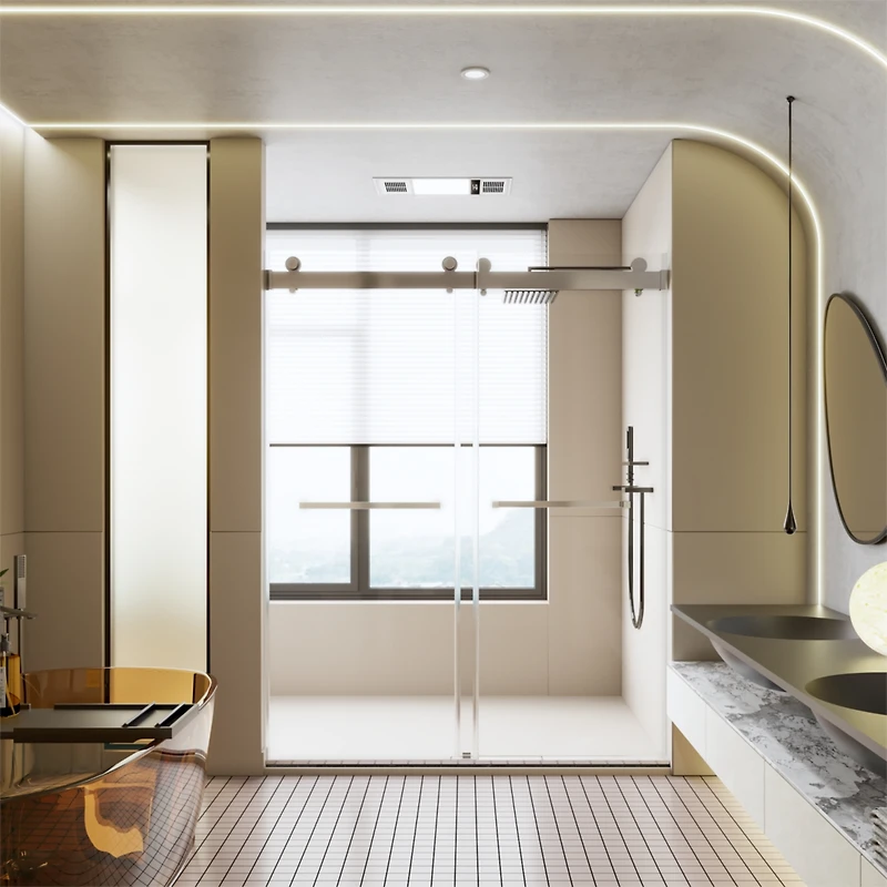 Streamdale Chrome Frameless Sliding Shower Door with Soft-Close