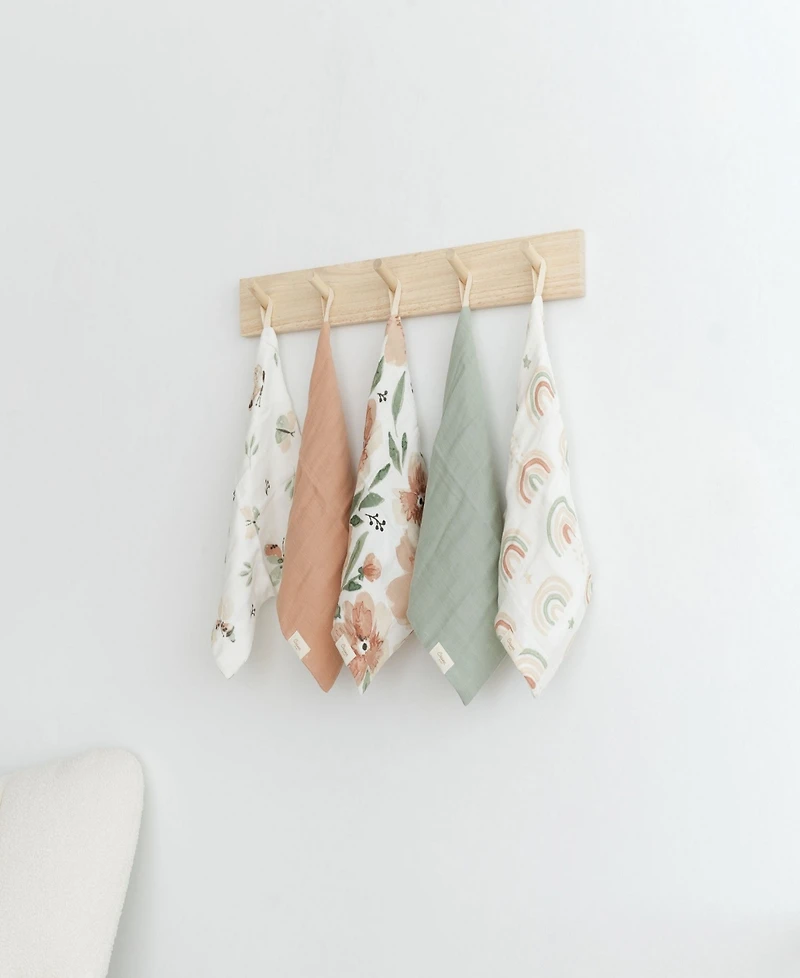 Crane Baby Infants Parker Pink Floral Wash Cloth, 5-Pc. Set