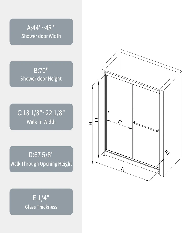 Streamdale Bypass Shower Door, Tempered Glass, Chrome Finish