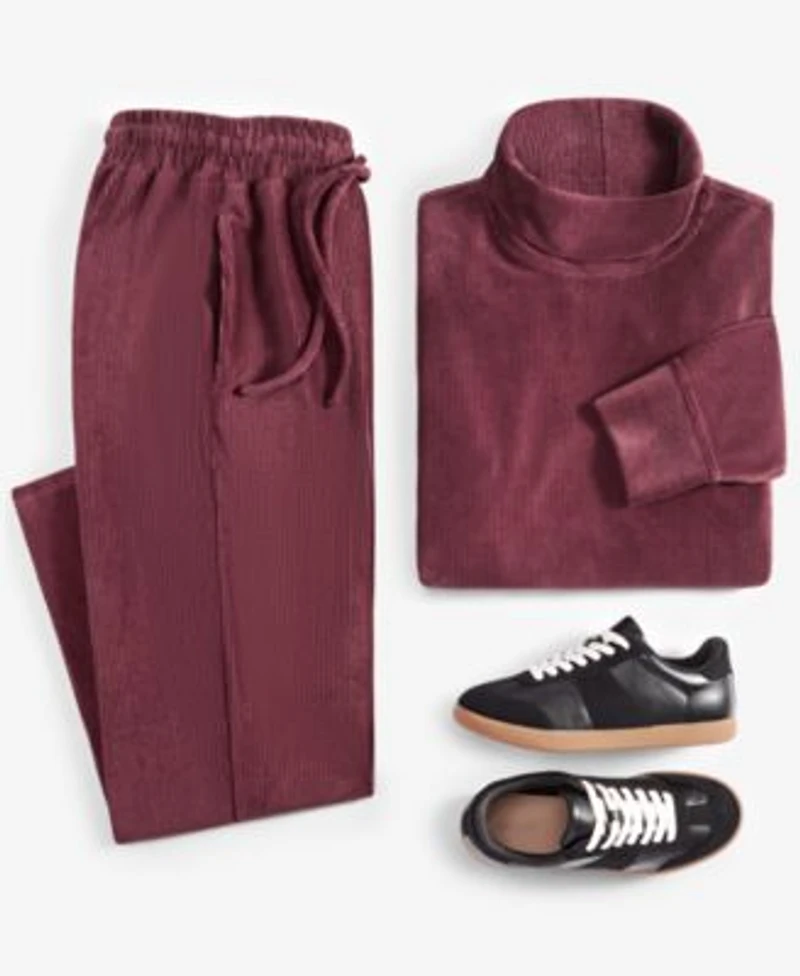 On 34th Womens Velour Turtleneck Wide Leg Pants Created For Macys