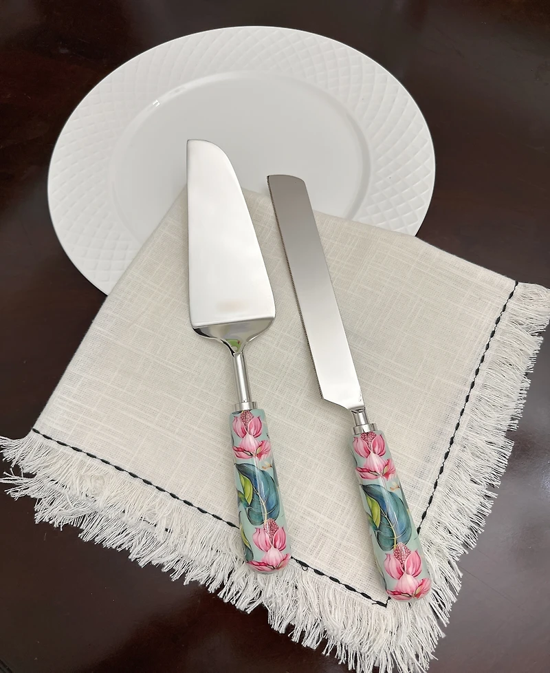 Vibhsa Floral 2-Pc. Cake Serving Set, for 2