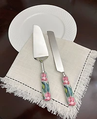 Vibhsa Floral 2-Pc. Cake Serving Set, for 2