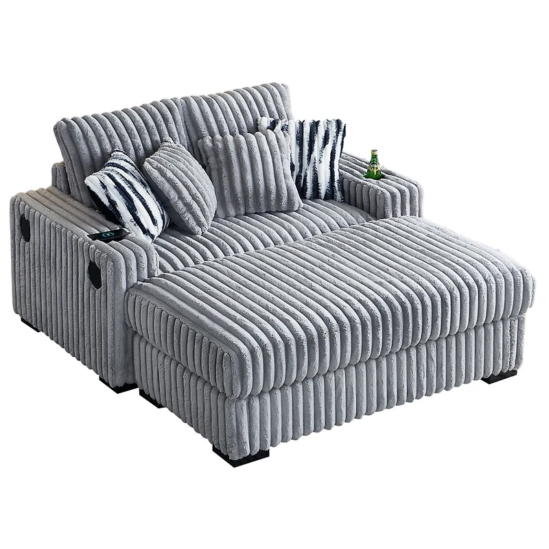 Streamdale Loveseat with Ottoman, Back & Toss Pillows, Bluetooth Speaker & Wireless Charger