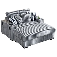 Streamdale Loveseat with Ottoman, Back & Toss Pillows, Bluetooth Speaker & Wireless Charger