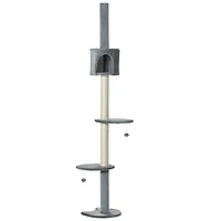 85.5" Cat Tree Height Adjustable Floor-to-Ceiling 4-Tier Kitty Climbing Activity Center Condo Cat Toy with Scratching Post Hanging Balls Play Res