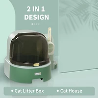 Streamdale Furniture Cat Litter Box with Lid, Covered Litter Box, Easy to Clean & Open Including Openable Front Cover, Litter Scoop, Green