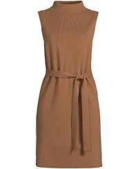 Lands' End Women's Cotton Blend Short Sleeve Mock Neck Sweater Dress
