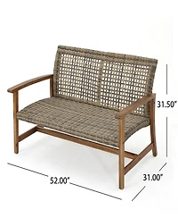 Streamdale Hampton Wood + Wicker Loveseat