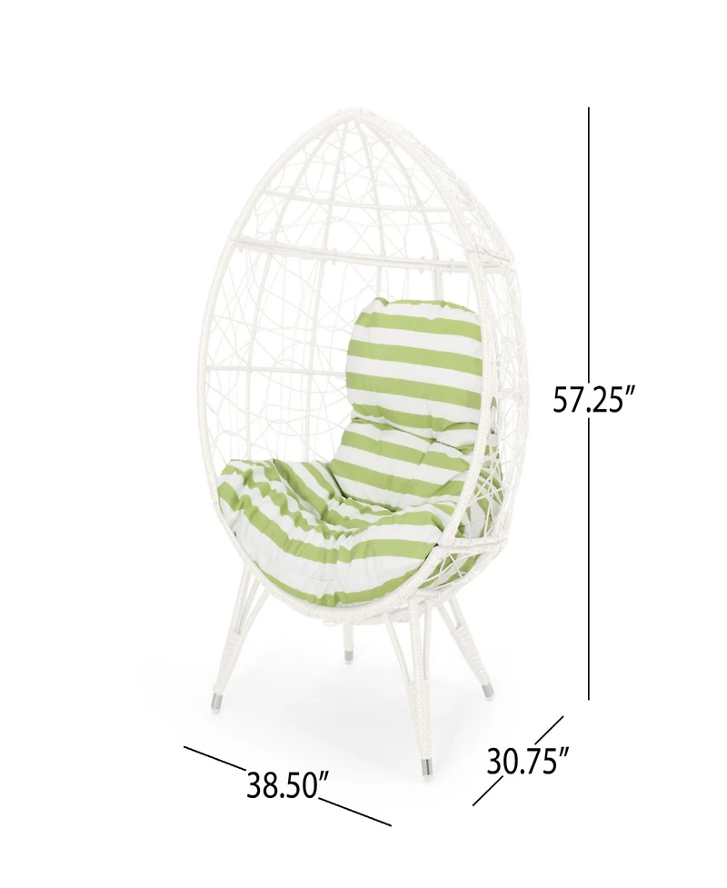 Streamdale Chic Teardrop Chair Faux Rattan Weave, Plush Cushion, Abstract Mesh