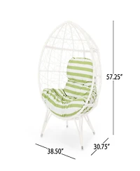 Streamdale Chic Teardrop Chair Faux Rattan Weave, Plush Cushion, Abstract Mesh
