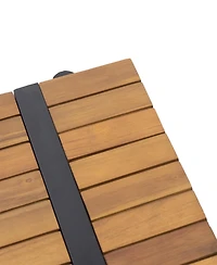 Theo Acacia Wood Corner Sofa And Coffee Table Set: Modern Elegance For Outdoor Living