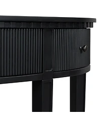 Simplie Fun Distinctive Features of Pine Veneer Console Table with Vertical Stripe Drawer Fronts and Four Legs