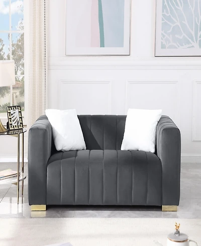 Streamdale Furniture A modern channel sofa take on a traditional Chesterfield, Grey color, loveseater