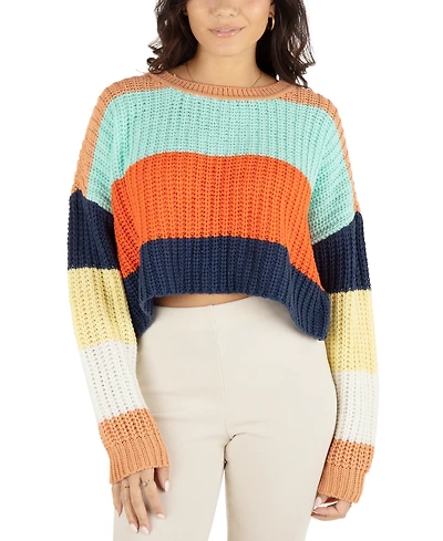 Hurley Juniors' Colorblocked Cropped Ribbed Sweater