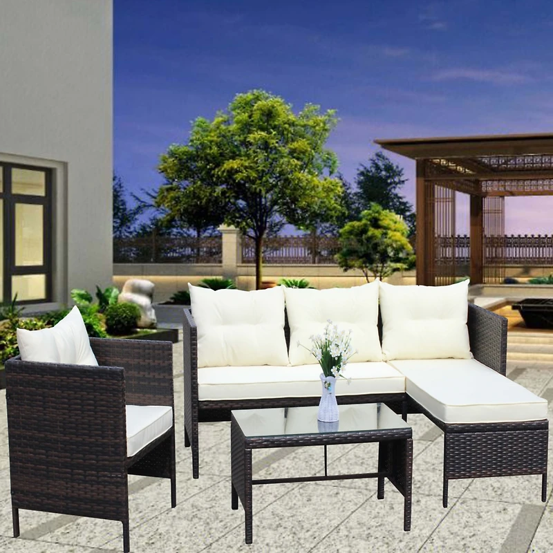 Streamdale 4-Piece Wicker Patio Conversation Set with Cushions