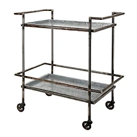 Streamdale Furniture 30.7x17.1x34.6" Percy Galvanized Metal Bar Cart in Gray & Black
