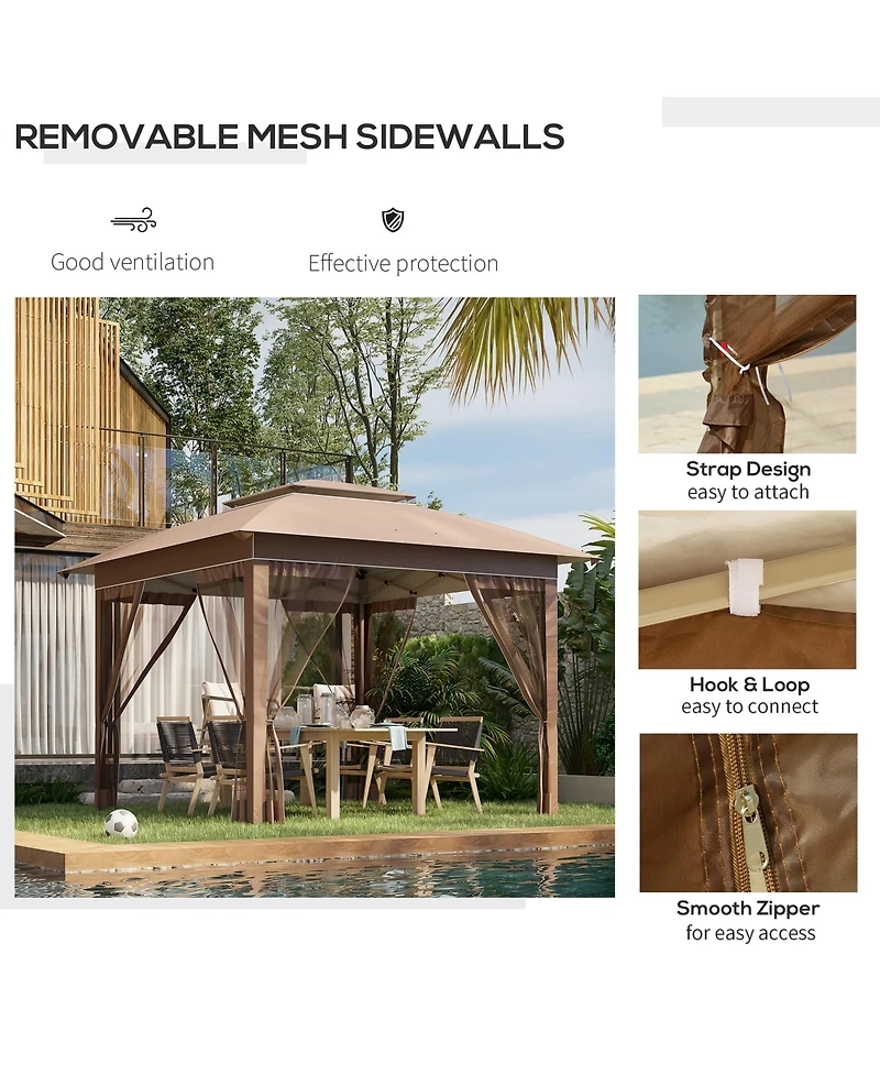 12' x 12' Pop Up Canopy Tent with Netting and Carry Bag, Instant Sun Shelter with 137 sq.ft Shade, Tents for Parties, Height Adjustable, for Outdoor,