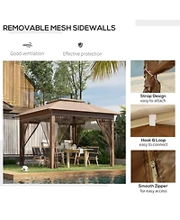 12' x 12' Pop Up Canopy Tent with Netting and Carry Bag, Instant Sun Shelter with 137 sq.ft Shade, Tents for Parties, Height Adjustable, for Outdoor,