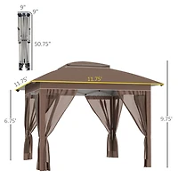 12' x 12' Pop Up Canopy Tent with Netting and Carry Bag, Instant Sun Shelter with 137 sq.ft Shade, Tents for Parties, Height Adjustable, for Outdoor,