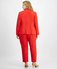 Le Suit Plus Single-Button Straight-Leg Pantsuit
