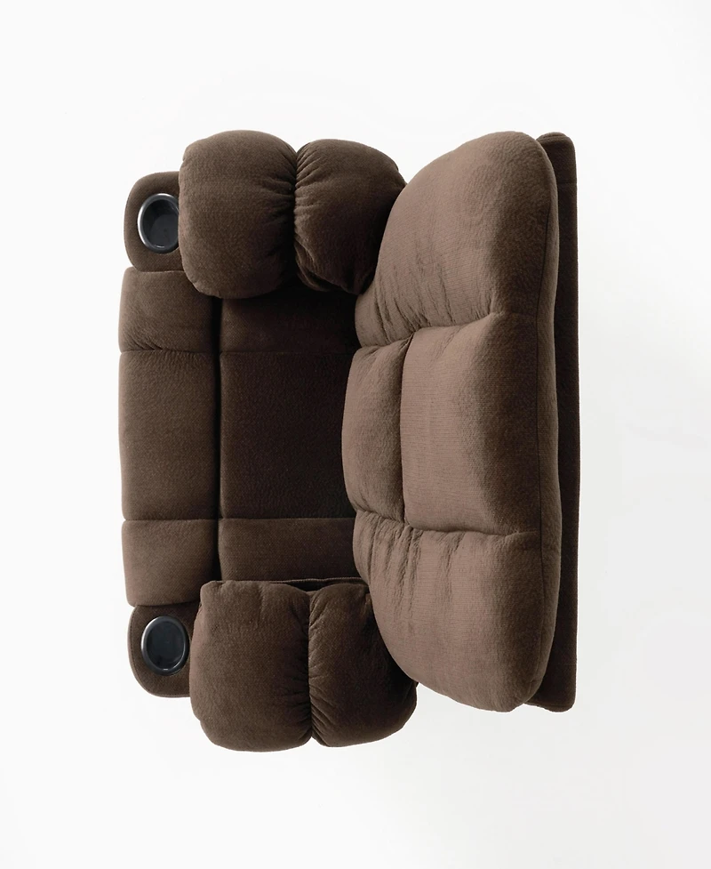 Streamdale Furniture Luxurious Manual Recliner Chair In Chocolate With Skin-Friendly Fabric And Dual Cup Holders