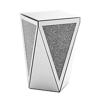 Streamdale Furniture Inverted Triangular Mirror Square Table, Crystal Diamond Inlaid Coffee Table, Silver Glass Side Table Suitable for Corridors, Liv