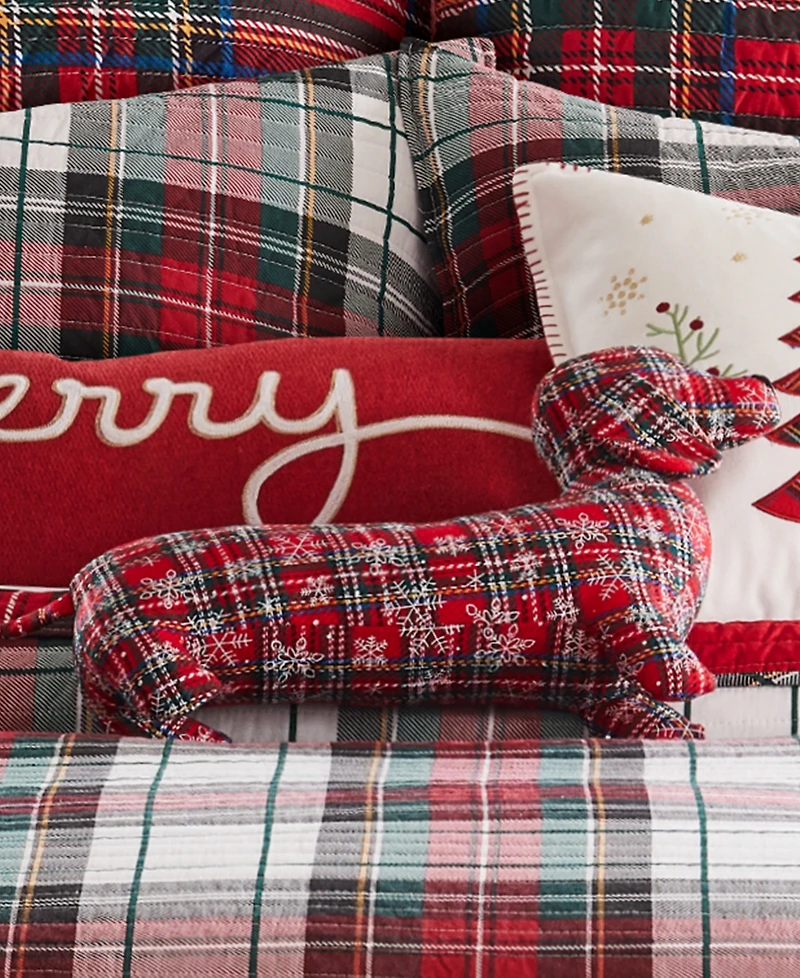 Levtex Spencer Plaid Dog Shaped Decorative Pillow, 12" x 20"