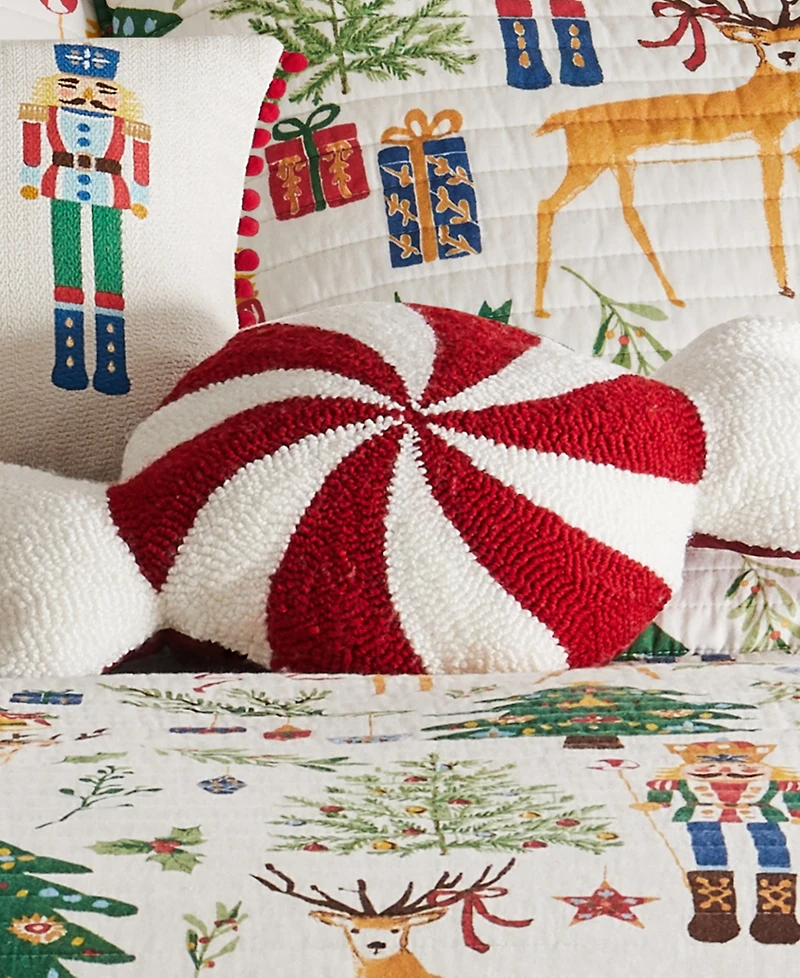 Levtex Nutcracker Candy Shaped Decorative Pillow, 12" x 20"