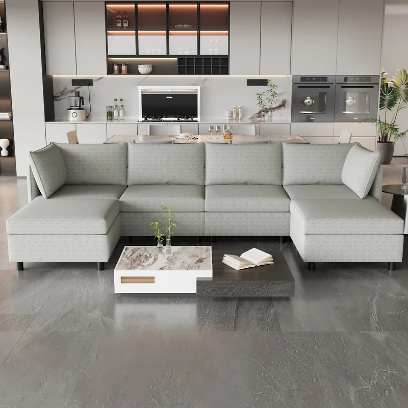 Streamdale Furniture Modular Sectional Sofa, Convertible Sofa Seat With Storage, Sleeper Sectional Sofa Set, Fabric Flexible Modular Combinations for