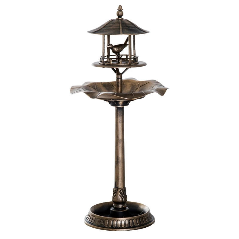 3-in-1 Garden Bird Bath Bowl Pedastal with Bird Feeder, Large Water Basin, & Underneath Flower Planter
