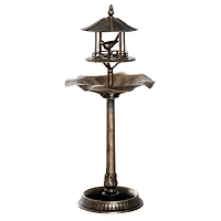 3-in-1 Garden Bird Bath Bowl Pedastal with Bird Feeder, Large Water Basin, & Underneath Flower Planter