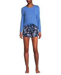 Lands' End Women's Lightweight Cotton Modal Drapey Flannel 2 Piece Pajama Set - Top and Shorts