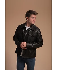 Men's Leather Jacket, Black, Created for Macy's