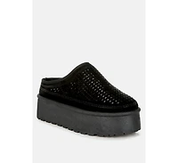 Kickles Rhinestones Embellished Platform Classic Slip-On