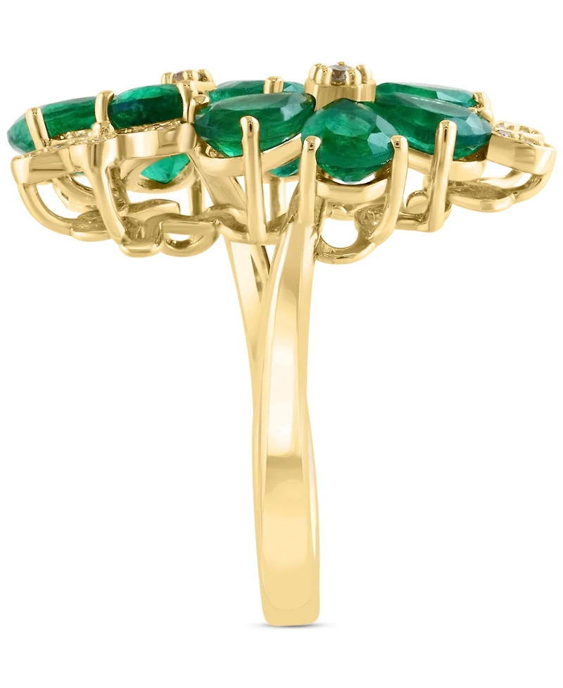 Effy Collection Diamond (1/6 ct. t.w.) & Emerald (3-3/4 ct. t.w.) Ring in 14k Yellow Gold