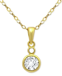 Giani Bernini Cubic Zirconia Bezel Solitaire Pendant Necklace 18k Gold-Plated Sterling Silver, 16" + 2" extender, Exclusively at Macy's
