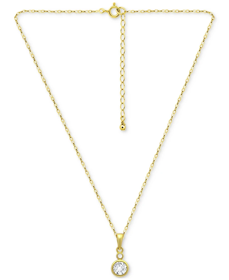 Giani Bernini Cubic Zirconia Bezel Solitaire Pendant Necklace 18k Gold-Plated Sterling Silver, 16" + 2" extender, Exclusively at Macy's