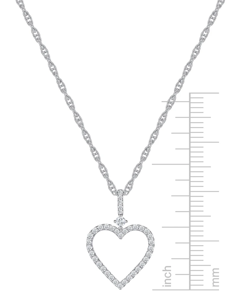 Diamond Open Heart 18" Pendant Necklace (1/4 ct. t.w.) in Sterling Silver