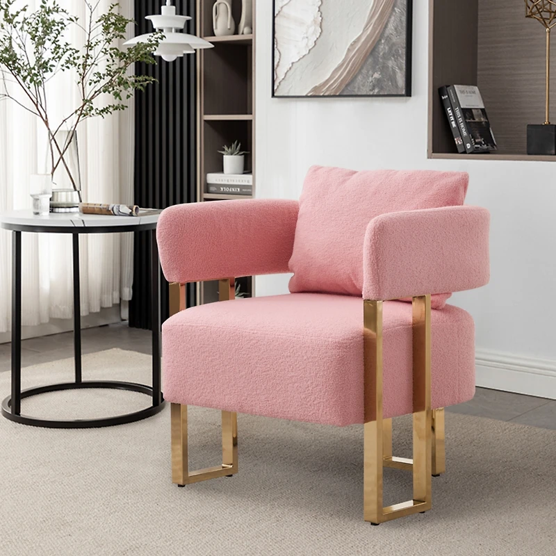 Simplie Fun Cozy Teddy Velvet Foot Sofa: Style and Comfort in Pink