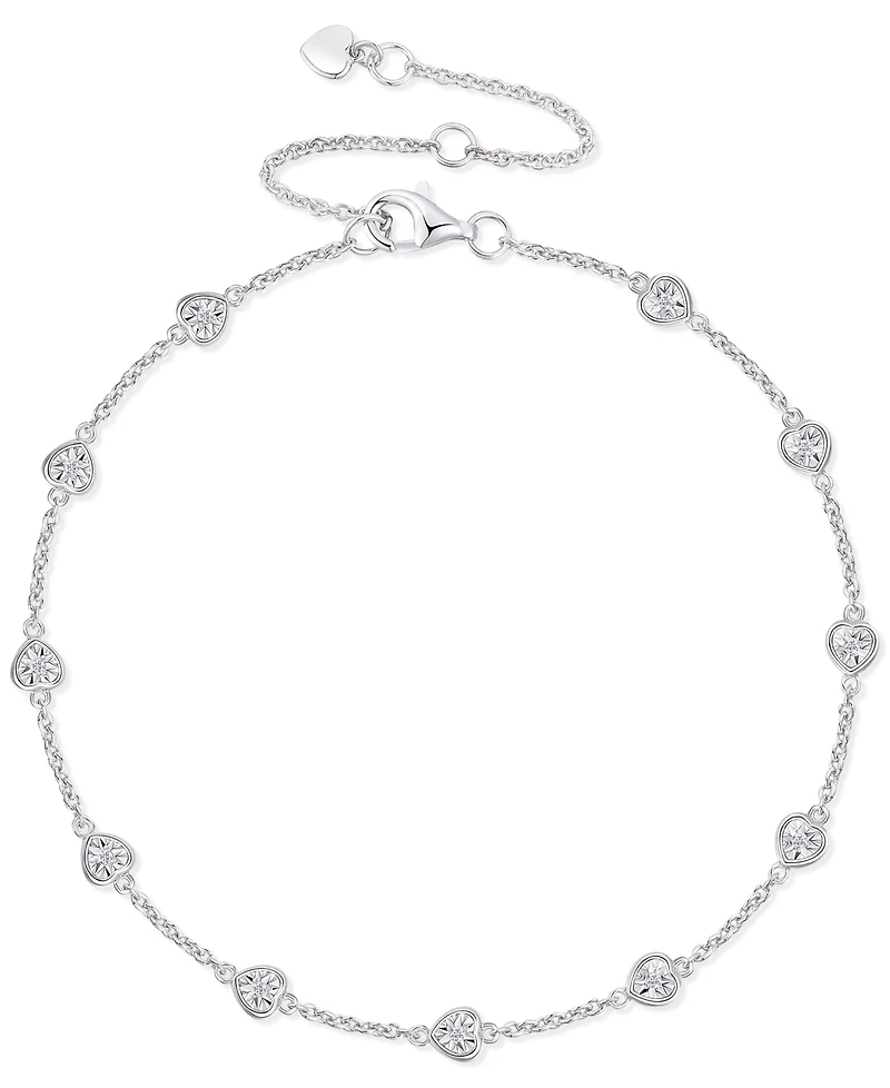 3-Pc. Set Diamond Heart Station Collar Necklace, Bracelet & Linear Drop Earrings (1/5 ct. t.w.) in Sterling Silver